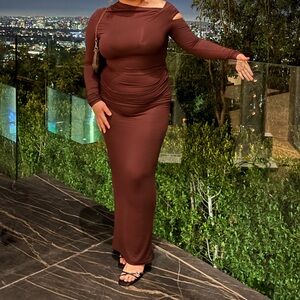 Elegant Brown Evening Gown